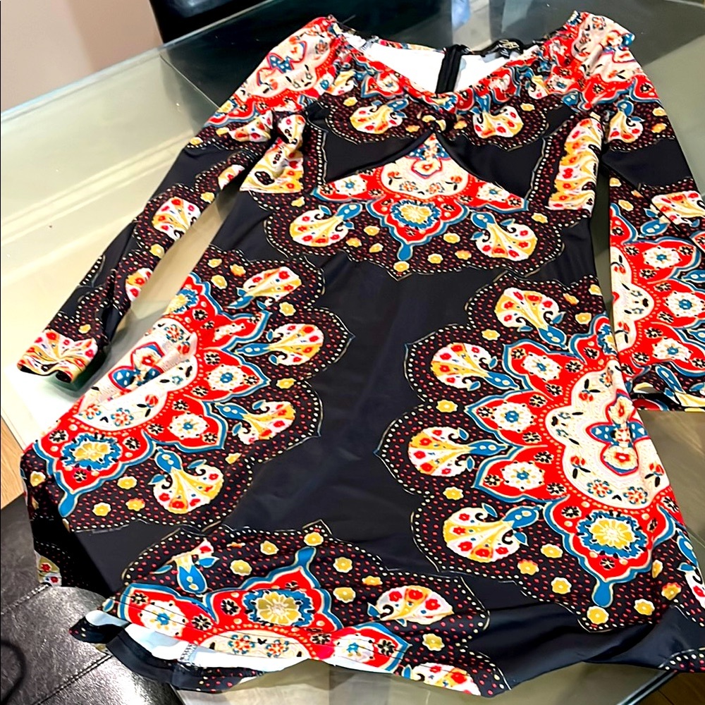 Colorful Patterned Long Sleeve Dress